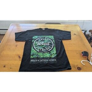Smoke Weed Everyday Graphic T-Shirt 420 Indica Sativa Hybrid Black